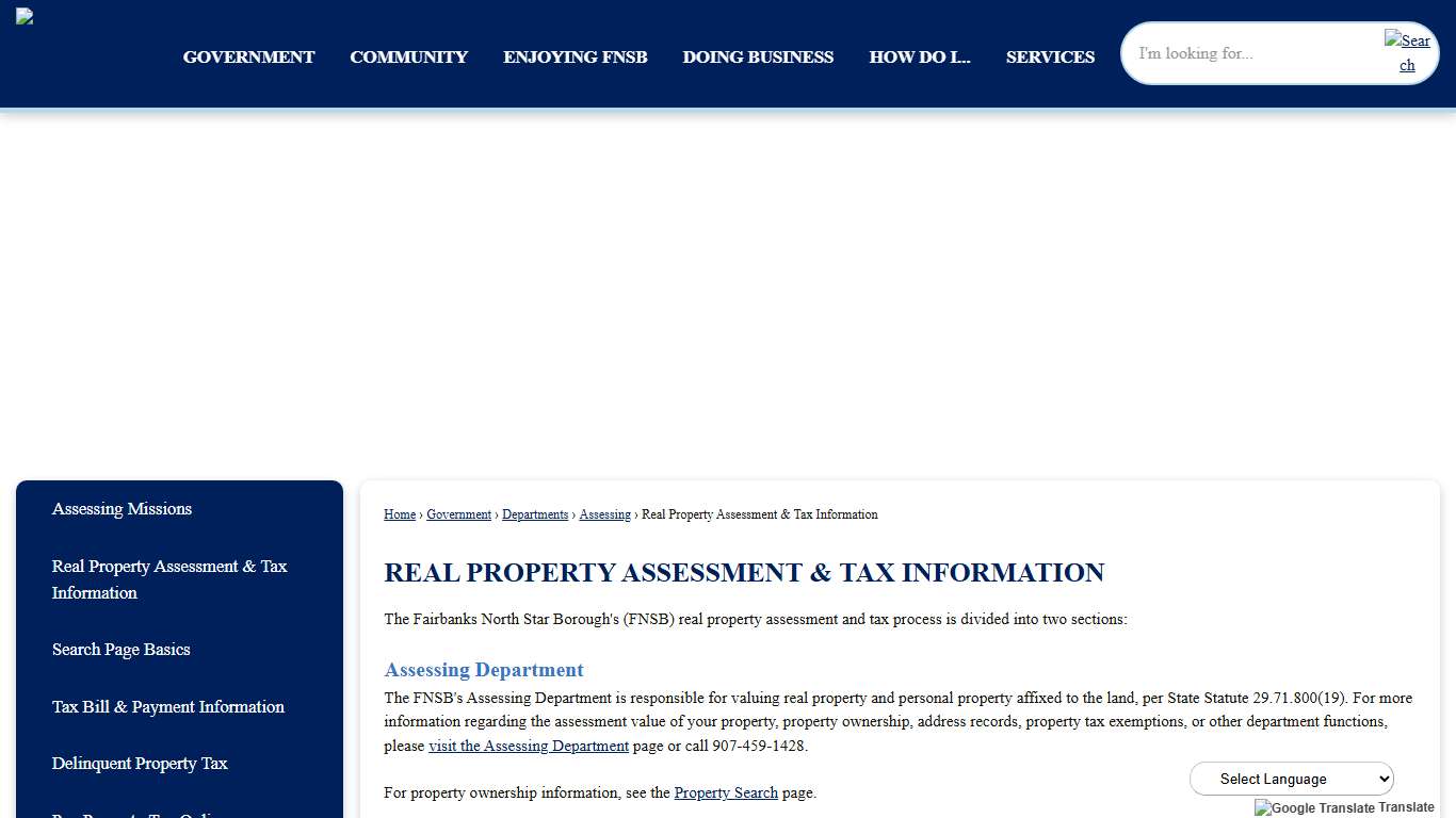 Real Property Assessment & Tax Information | Fairbanks North Star Borough, AK