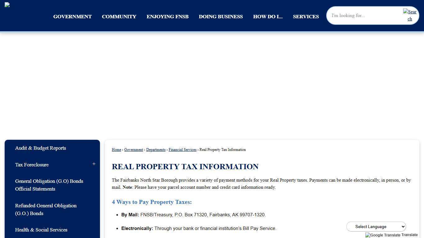 Real Property Tax Information | Fairbanks North Star Borough, AK